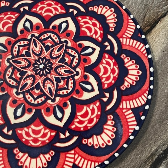 Del Rio Salado Trivet Hot Plate 9” Hand Painted Floral Mandela Pink/Blue… - Picture 5 of 11